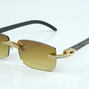 Custom VVS White Moissanite Diamond Carti Marbled Black Buffs (Brown Tint)